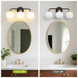 Watyo 3 Light Bathroom Vanity Light, Black and Gold Bathroom Light Fixtures
