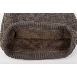styleBREAKER 04024058 Warm Fine Knit Beanie Hat with Woven Pattern and Very Soft Fleece Lining, Unisex - taupe