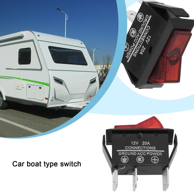 ECSiNG 2pcs Red 12v 20A Rocker Switch 3-Pin 2-Position LED