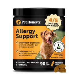 Pet Honesty Dog Allergy Itch Relief - Advanced Itch Supplement with Probiotics for Dogs - Immune Support & Skin Relief for Seasonal Allergies - Natural Itchy Skin & Paw Relief - (Peanut Butter, 90 Ct)