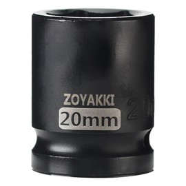 ZOYAKKI Shallow Impact Socket, SAE, 1/2 Inch Drive, 6 Point, Metric x 20 mm