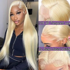 Fayniss 26 Inch 13×6 613 lace front wigs human hair 200% density straight blonde wig human hair pre plucked With Baby Hair