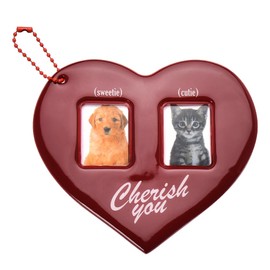 Couple Picture Frame Ornaments Heart Shaped Picture Frame Small Christmas Photo Frame for Couple Valentines Christmas Gifts for Couple Girlfriend Photo Holder with Keychain, Mini Picture Frame 3*4