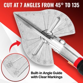 Multifunctional Miter Shears with 2 Stainless Steel Replacement Blades – Adjustable 45°–135° Angle Cutter, Quarter Round Cutting Tool with Ergonomic Anti-Slip Handle for PVC, Trim, Molding, Soft Wood