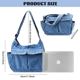 EUIEUT Canvas Messenger Bag, Canvas Messenger Bag, Shoulder Bag, Crossbody Bag with Multiple Pockets, Vintage Handbags, Leisure Bag with Large Capacity for Everyday Use, blue