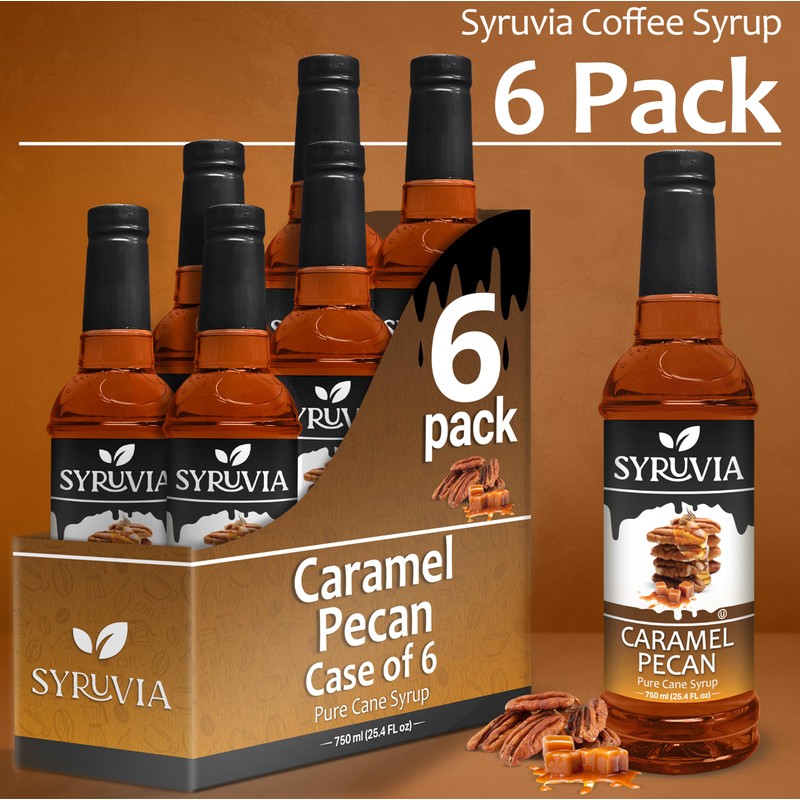 Caramel Pecan Syrup by Syruvia 6-Pack, 25.4 fl oz, Wholesale