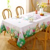 Easter Rectangle Tablecloth, Spring Floral and Bunny Table Cloths Dust-Proof