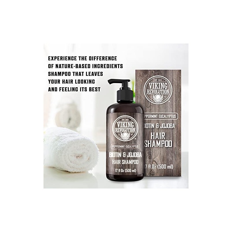 Viking Revolution- Champú Biotin para hombres - Champú de eucalipto