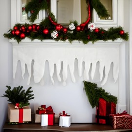 Quickdraw 2.4m Icicle Borders Hanging Christmas Decorations Indoor Fake Snow Fringe Home Winter Wonderland Office Grotto Scene Setter