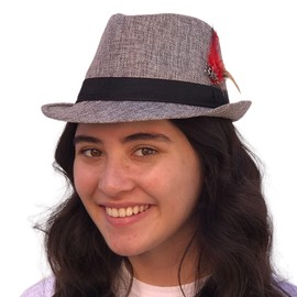 SILVERFEVER Fedora Hat with Feathers Gatsby Holiday Octoberfast Bavarian Alpine Trlbe Dress Up Gatsby Hats