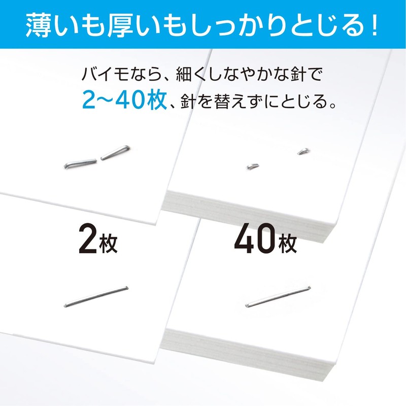 マックス ホッチキス バイモ11 フラット 40枚とじ 100本装填 ホワイト HD-11FLK/W