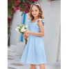 Arshiner Girls Summer Dresses Square Neck Ruffle Sleeve Tie Back