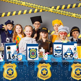 16pcs Police Party Bags Police Decorations for Party Police Gift Bag Police Party Favors for Kids Police Car Party Favors Policeman Party Supplies for Kids