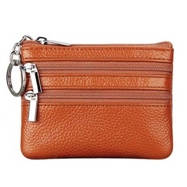 SUNTRADE Women Ladies PU Leather Small Coin Card Key Ring Wallet Pouch Mini Purse (Brown)