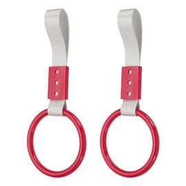 PATIKIL 2Pcs Circle Shaped Car Handle Straps, Car Hanging Accessories Bumper Warning Ring Drift Charm for Auto Bus Decor Interior Exterior Decoration, Red