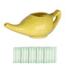 Crackle Pattern Yellow Ceramic Neti Pot for Nasal Cleansing |