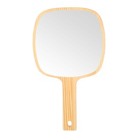 QFGasre Hand Mirror Large Natural Bamboo Handheld Mirror with Handle Salon Barber Hairdressing Mirrors Cute Hand Mirror for Single-Sided Portable Travel Vanity Mirrors for Men Women 11.26× 6.5 Inches