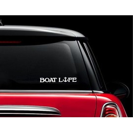 Boat Life Decal Vinyl Sticker|Cars Trucks Vans Walls Laptop| White |7.5 x 2 in|CCI637