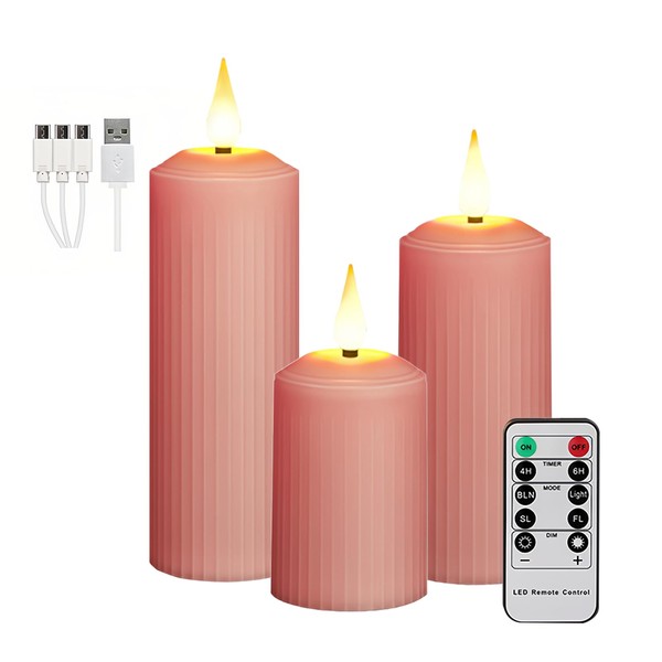 AVEKI Flickering Flameless Candles, Rechargeable Fake Candles with Remote Control