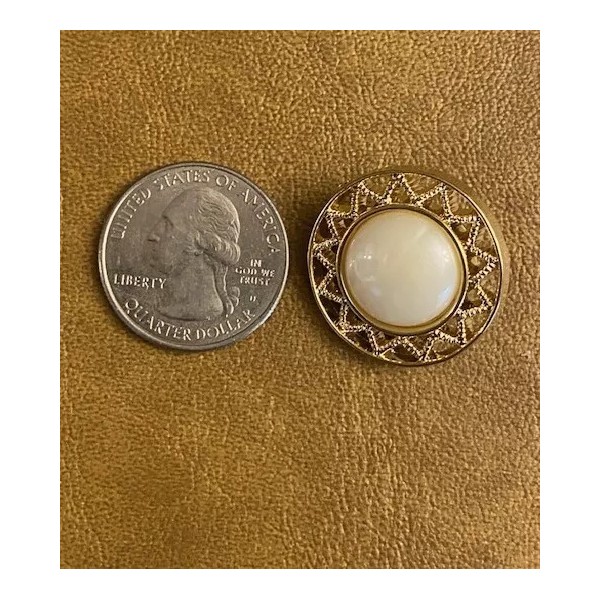 Gold Button with Pearl Center & shank 1 inch