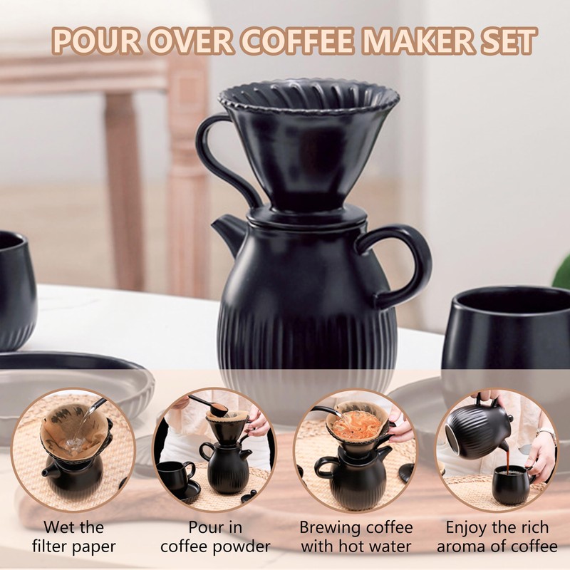 Pour Over Coffee Maker Set Ceramic Coffee Dripper Set with