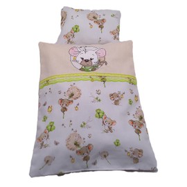 Puppenbettwäsche in 2 Variationen Größe 26b x 34h (Mauskopf)
