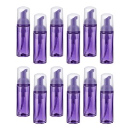 uxcell 2 Oz / 60ml Empty Foam Pump Bottle, 12 PCS Travel Foam Soap Dispenser, Empty Refillable Plastic Pump Bottle for Lash Shampoo, Hand Soap, Clear Purple/Purple