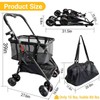 Upgraded Folding Shopping Cart (80 lbs), Detachable Baskets & 360°Swivel