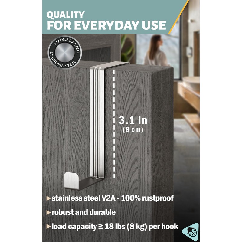 Menz Over Door Hanger – Set of 10, Silver -