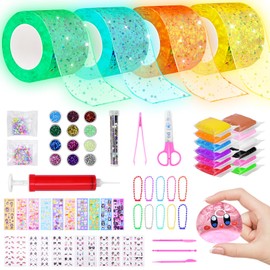 Meetory Nano Tape Bubbles Set, Nano Tape Glows in the Dark, Magic Nano Tape, Nano Tape Multipurpose, Nano Tape Set Suitable for Boys and Girls, with Sequin Sticker, DIY Craft Kit, Favors