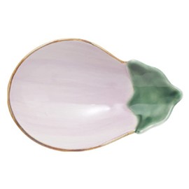 WAYUTO Ceramic Serving Plate Vegetable Themed Fruit Tray Serveware Platters Condiment Tray Pasta Bowl Sauce Dish Relish Tray for Fruit Salad Cheese Dessert Snack Cereal Oatmeal Party Eggplant