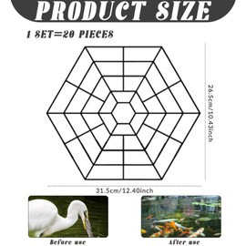 Pond Netting for Koi Ponds, 20PCS/Set Hexagonal Pond Guard Pond Cover, Floating on Water Plastic Pond Net, Easy Installation Koi Pond Accessories Resist Herons Crows Pond Covers for Outdoor Fish