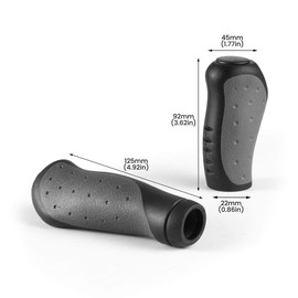 PRUNUS Bicycle Grip Long Short Cross Bike Grip Ergonomic Design Anti-Slip (Black + Gray)