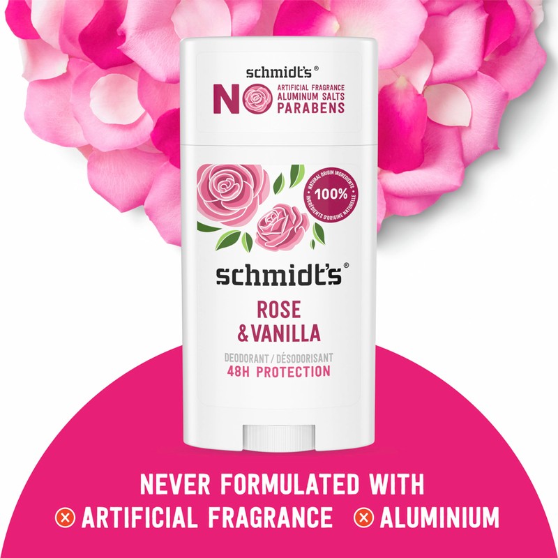 Schmidt's Aluminum-Free Vegan Deodorant Rose & Vanilla with 24 Hour