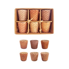 Creative Co-Op Glass Hobnail Tealight/Votive Candleholders with Frosted Finish, Multicolor, Set of 6