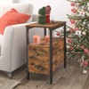 HOOBRO End Table, Narrow Chairside Table with 2 Drawer and