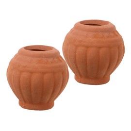 CAXUSD 2pc Mini Clay Pots Set Handmade Flower Pots for Office Plants Desktop Decor Rustic Home Decor