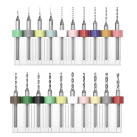 Alrens 20 Pcs PCB Drill Bit Set, 0.1-2.0 mm Tungsten Steel Micro Twist Drill, Spiral Flutes, CNC Router Bits, Metal Mini Drill Set for Pressure Circuit Board, Jewellery, Punching, CNC Engraving