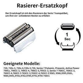 70S Shaving Head Compatible with Braun Series 7, 70S Cutting Blade for Braun Series 7, Replacement Blades Razor Head for Braun Razor Men 720 750CC 760CC 790CC