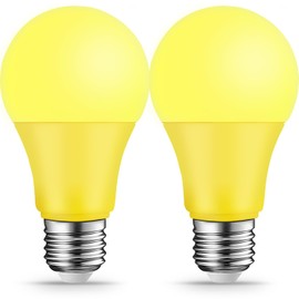 KQHBEN Bug Light Bulbs LED Yellow Bulb for Outside, 9W (6W Equivalent), E26 Base Amber Bug Light for Porch, Patio, Deck, Backyard, Hallway