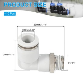PATIKIL Push to Connect Fitting, 5 Pack Pneumatic Air Elbow Quick Connector 1/4" PT Male Thread x 10mm Tube 90 Degree Connect Tubing Elbow Air Tube Fitting Pneumatic Quick Adapter, White