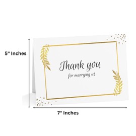 J&J'S TOYSCAPE Thank You for Marrying Us Card, 5x7 Inch Card with Envelope, Wedding Officiant Gratitude Card, Pastor Appreciation, Card from Newlywed Couple (Gold Minimalist)