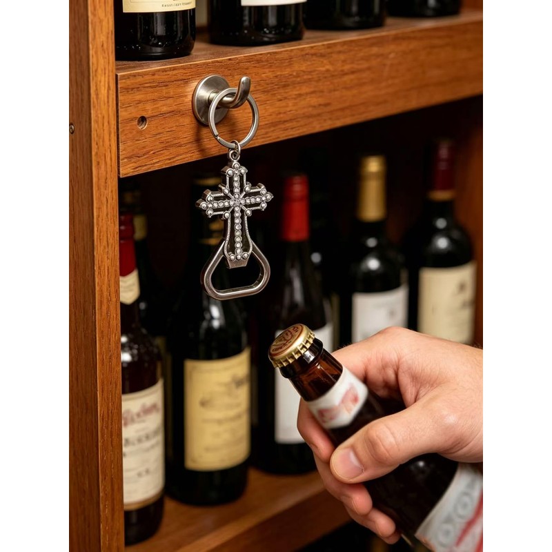 12 Pcs Portable Beer Bottle Opener Keychain, Cross Keychains With