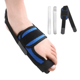 Chonario Big Toe Splint for Broken Toe, Big Toe Brace Support for Women & Men, Turf Toe, Fracture, Arthritis, Sprains, Broken Big Toe Protectors with 2 Removable Metal Plates - Blue Left