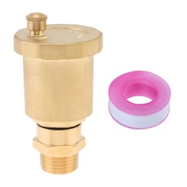 1/2" Brass Air Release Valve Kit, Automatic Float Valve with Bleeder Vent, 1/2" G Female to 1/2" NPT Male Adapter Connector