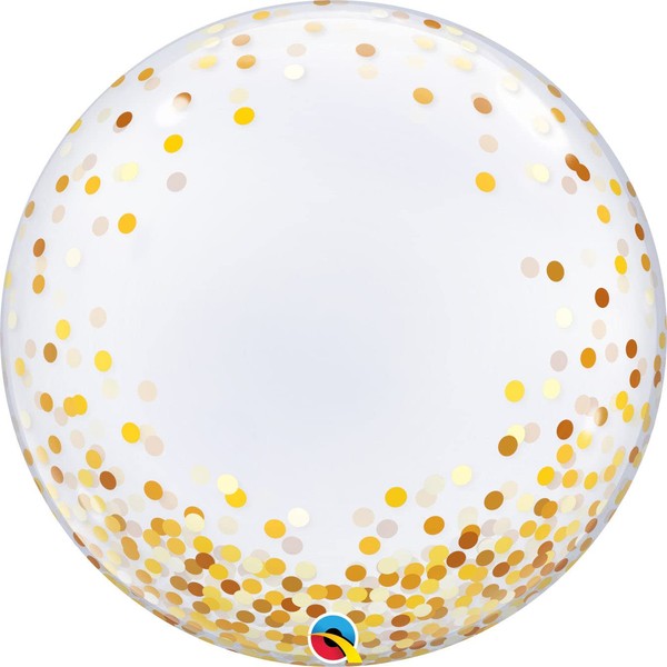 Qualatex - Balloons - Confetti - 24" Deco Bubble Gold Confetti Dots (no self sealing) Qualatex