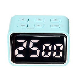 MOSTRUST Digital Mini LED Timer, Rechargeable LED Countdown/Up Timer, 3 Pre-Set Memory Time Loud Alarm ON/Off Function, Ideal for Homework, Classroom, Office, Cooking, Kids Students (Blue)