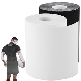 2 Rolls Kinesiology Tape, Muscle Support Tape Extra Wide Waterproof Turf Tape for Arms Football Ultra Sticky Athletic Sports Tape Wrap for Exercises Gymnastics to Prevent Turf Burn (Black White)