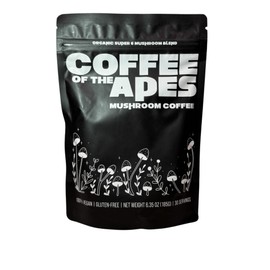 Coffee Of The Apes - Organic Mushroom Coffee w/ 6 Organic Super Functional Mushrooms; Cordyceps, Lion's Mane, Reishi, Turkey Tail, King Trumpet, Shiitake, MCT Oil, and Instant Arabica Coffee. For All-Day Energy, Focus, Performance, and Mood Enhancer, Low