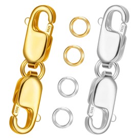 Bracelet Extender Double Lobster Clasp 925 Sterling Silver and Gold Pleted Necklace Clasps and Closures for DIY